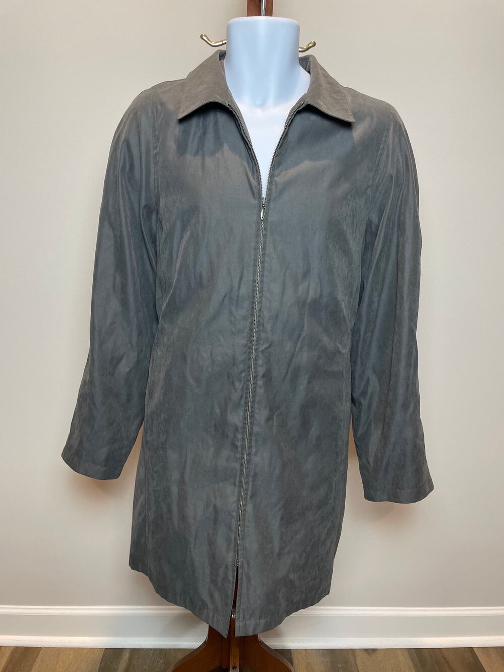 London Fog Gray Water‑Repellent Lined Mid‑Length Jacket Coat Size L